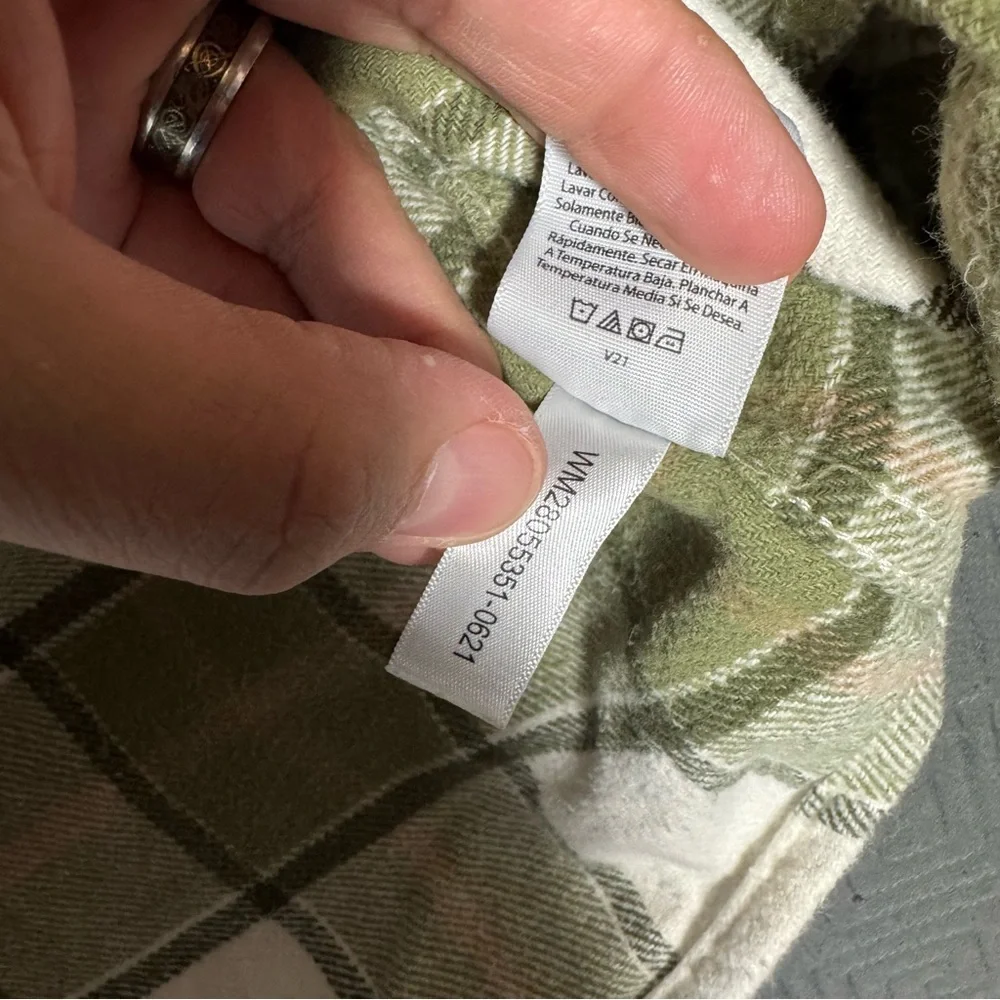 Wonder Nation Flannel Jacket Girls Size 6-6x Plaid Green 100% Cotton